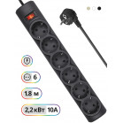 Сетевой фильтр Defender DFS 151 1.8м (6 розеток) черный (коробка)