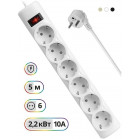 Сетевой фильтр Defender DFS 155 5м (6 розеток) белый (коробка)