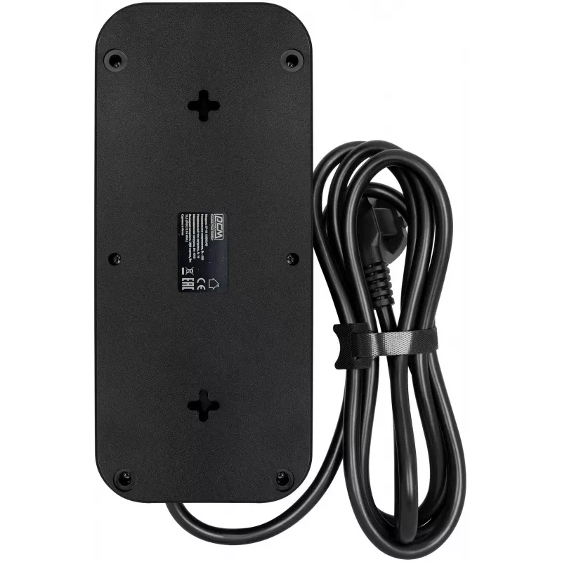 Сетевой фильтр Powercom SP-08 USB03AB 3м (8 розеток) черный (коробка)