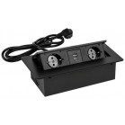 Сетевой разветвитель Premier PX/BL-HOR-2R-2USB-BLK 1.8м (2 розетки) черный (коробка)