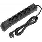 Сетевой фильтр Kranz 13-4702 3м (5 розеток) черный (коробка)