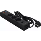 Сетевой фильтр Philips CHP4336BA/51 2м (3 розетки) черный (коробка)