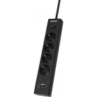 Сетевой фильтр Philips CHP8246BA/51 2м (4 розетки) черный (коробка)