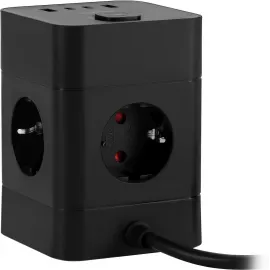 Сетевой удлинитель Buro BU-PTE4.1UC-B 1.5м (4 розетки) черный (коробка)