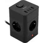 Сетевой удлинитель Buro BU-PTE4.1UC-B 1.5м (4 розетки) черный (коробка)