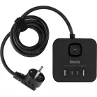 Сетевой удлинитель Buro BU-PTE4.1UC-B 1.5м (4 розетки) черный (коробка)