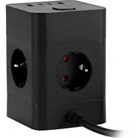 Сетевой удлинитель Buro BU-PTE4.1UC-Plus-B 1.5м (4 розетки) черный (коробка)