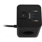 Сетевой удлинитель Buro BU-PTE4.1UC-Plus-B 1.5м (4 розетки) черный (коробка)