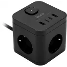 Сетевой удлинитель Buro BU-PC3.1UС-B 1.5м (3 розетки) черный (коробка)