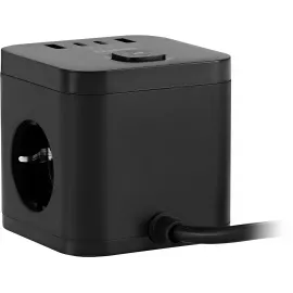 Сетевой удлинитель Buro BU-PC3.1UС-Plus-B 1.5м (3 розетки) черный (коробка)