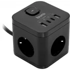 Сетевой удлинитель Buro BU-PC3.1UС-Plus-B 1.5м (3 розетки) черный (коробка)