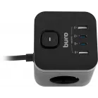 Сетевой удлинитель Buro BU-PC3.1UС-Plus-B 1.5м (3 розетки) черный (коробка)