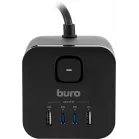 Сетевой удлинитель Buro BU-PC3.1UС-Plus-B 1.5м (3 розетки) черный (коробка)