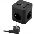 Сетевой удлинитель Buro BU-PC3.1UС-Plus-B 1.5м (3 розетки) черный (коробка)