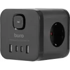 Сетевой разветвитель Buro BU-PW3UC-B (3 розетки) черный (коробка)