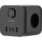 Сетевой разветвитель Buro BU-PW3UC-Plus-B (3 розетки) черный (коробка)