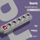 Сетевой фильтр Buro 500SL-5-G 5м (5 розеток) серый (пакет ПЭ)