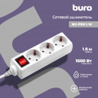Сетевой удлинитель Buro BU-PS3.1/W 1.5м (3 розетки) белый (пакет ПЭ)