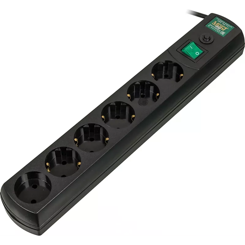 Сетевой фильтр Most RG 2м (6 розеток) черный (коробка)