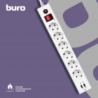 Сетевой фильтр Buro BU-SP1.8_USB_2A-B 1.8м (6 розеток) черный (коробка)