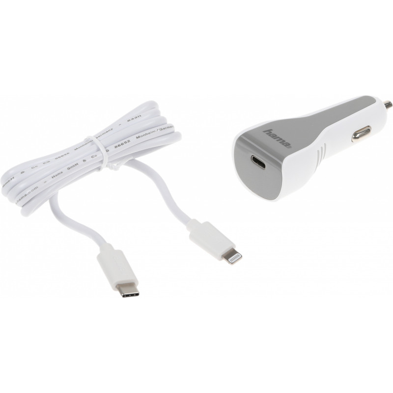 Автомобильное зар./устр. Hama H-183317 30W 3A (PD) USB Type-C для Apple белый (00183317)