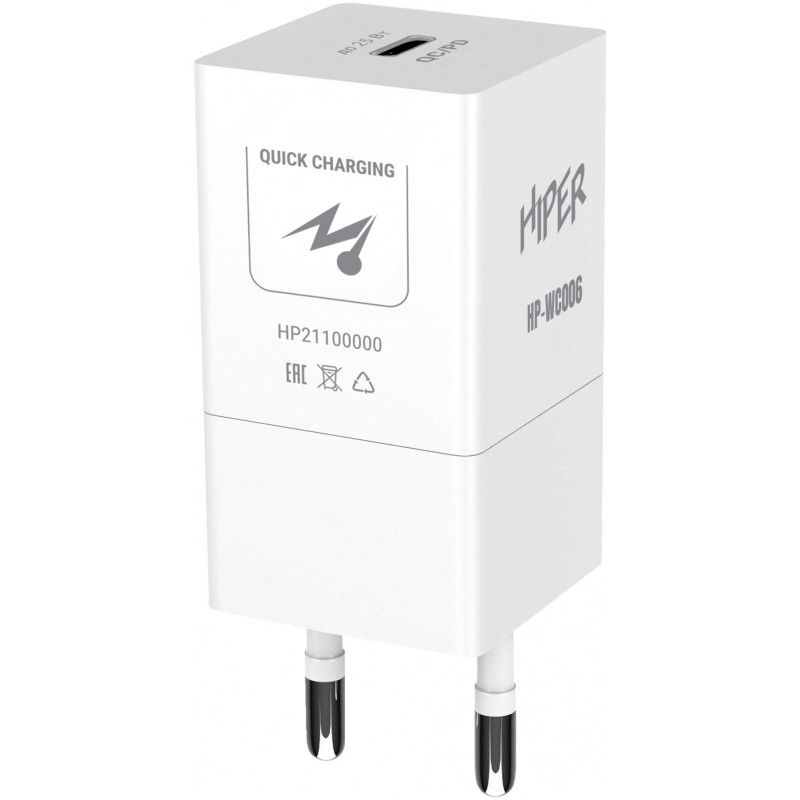 Сетевое зар./устр. Hiper HP-WC006 25W 3A (PD+QC) USB-C универсальное белый