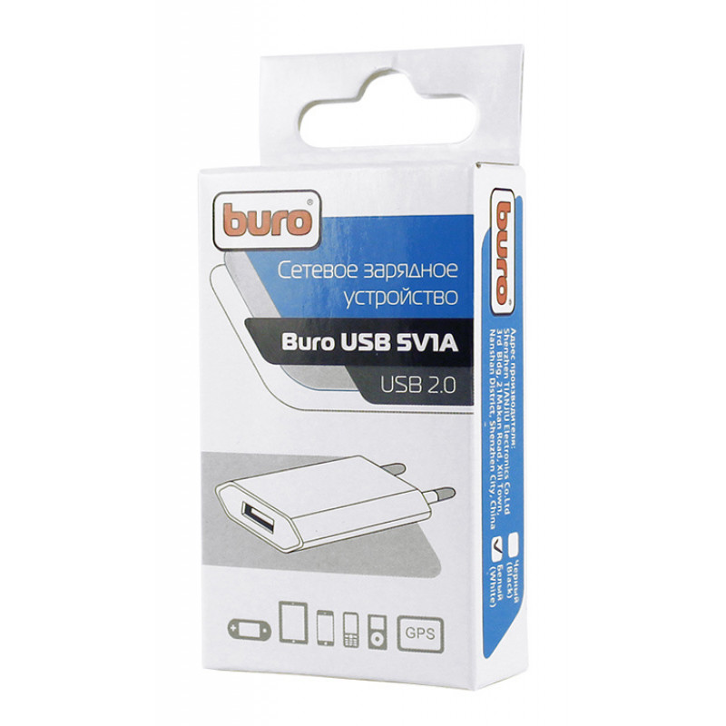 Сетевое зар./устр. Buro TJ-164w 5W 1A USB универсальное белый