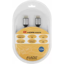 Кабель аудио-видео LAZSO WH-111-B HDMI (m)/HDMI (m) 0.5м. позолоч.конт. черный (WH-111(0,5M)-B)