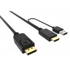 Кабель аудио-видео Buro HDMI (m)/DisplayPort (m) 2м. позолоч.конт. черный (HDMI-DP-2M)