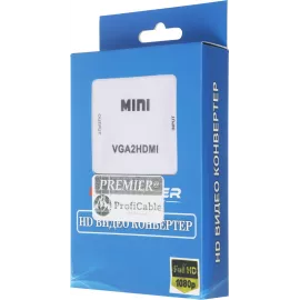 Переходник аудио-видео Premier 5-982 VGA (f)/HDMI (f)/Jack 3.5 (m) белый