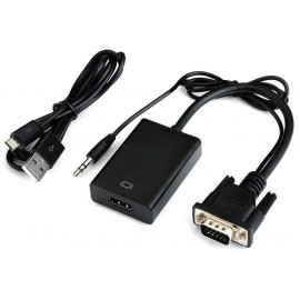 Переходник аудио-видео Premier 5-982-0.15 VGA (m)/HDMI (f)/Jack 3.5 (f) 0.20м. черный