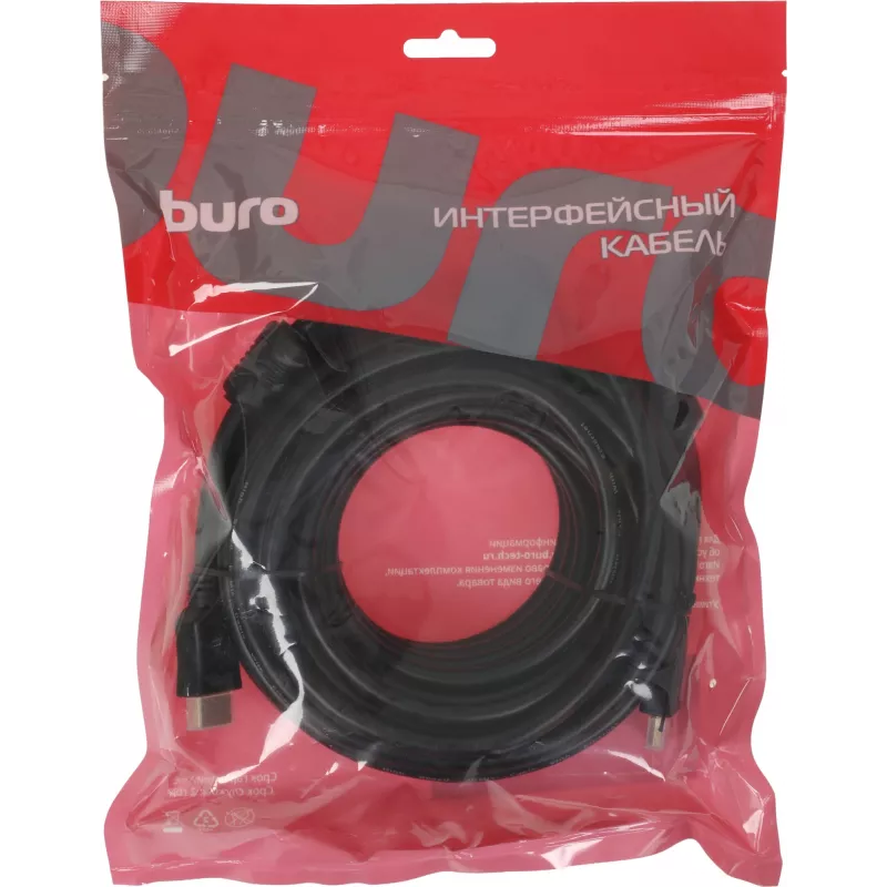 Кабель аудио-видео Buro BU-HDMI-v1.4-10M-FF HDMI (m)/HDMI (m) 10м. феррит.кольца позолоч.конт. черный
