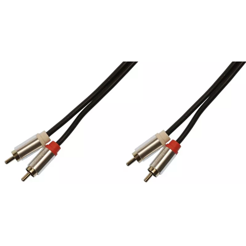 Кабель соединительный аудио Premier 5-304 1.5 2хRCA (m)/2хRCA (m) 1.5м. позолоч.конт. черный/серый