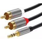 Кабель соединительный аудио Premier 5-334 3.0 Jack 3.5 (m)/2хRCA (m) 3м. позолоч.конт. черный/серый