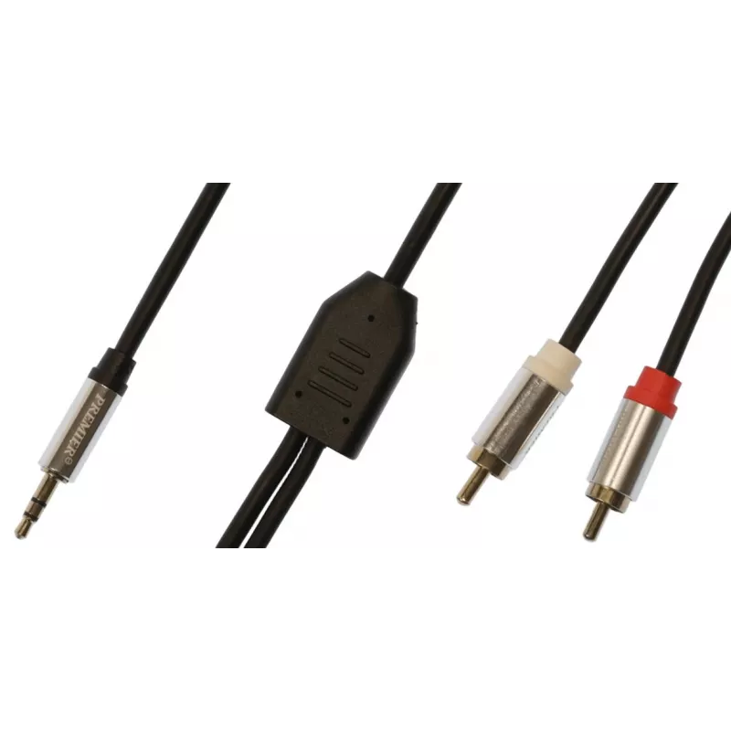 Кабель соединительный аудио Premier 5-334 3.0 Jack 3.5 (m)/2хRCA (m) 3м. позолоч.конт. черный/серый