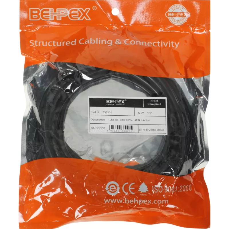 Кабель аудио-видео High Speed ver.1.4 HDMI (m)/HDMI (m) 5м. позолоч.конт. черный