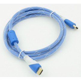 Кабель HDMI (m)/HDMI (m) 1.8м. феррит.кольца Позолоченные контакты синий/белый