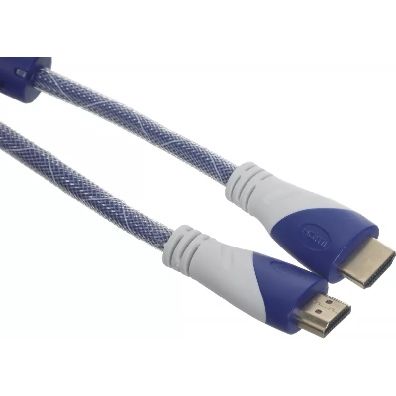 Кабель аудио-видео HDMI (m)/HDMI (m) 1.8м. феррит.кольца позолоч.конт. синий/белый