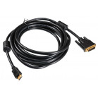 Кабель-переходник аудио-видео Buro DVI-D (m)/HDMI (m) 5м. феррит.кольца позолоч.конт. черный (HDMI-19M-DVI-D-5M)