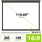 Экран Cactus 149.4x265.7см Wallscreen CS-PSW-149X265-SG 16:9 настенно-потолочный рулонный серый