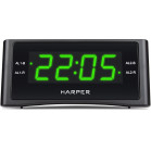 Радиобудильник Harper HCLK-1006 черный LED подсв:зеленая часы:цифровые AM/FM