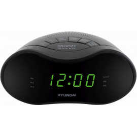 Радиобудильник Hyundai H-RCL200 черный LED подсв:зеленая часы:цифровые AM/FM