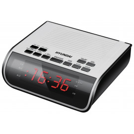 Радиобудильник Hyundai H-RCL100 белый LED подсв:красная часы:цифровые FM
