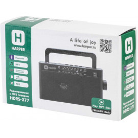 Радиоприемник настольный Harper HDRS-377 черный USB microSD