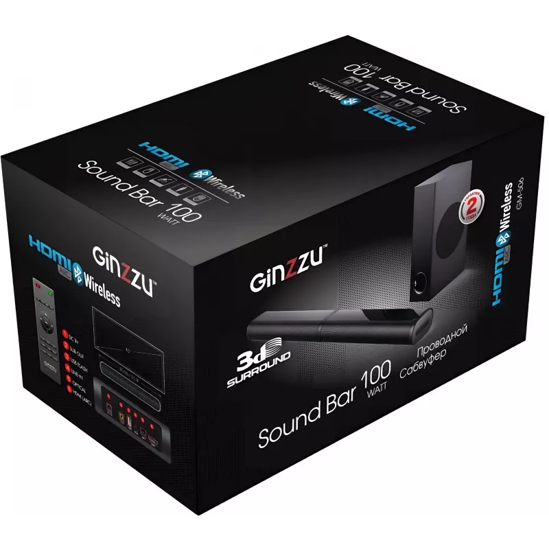 Саундбар Ginzzu GM-506 2.1 50Вт+50Вт черный