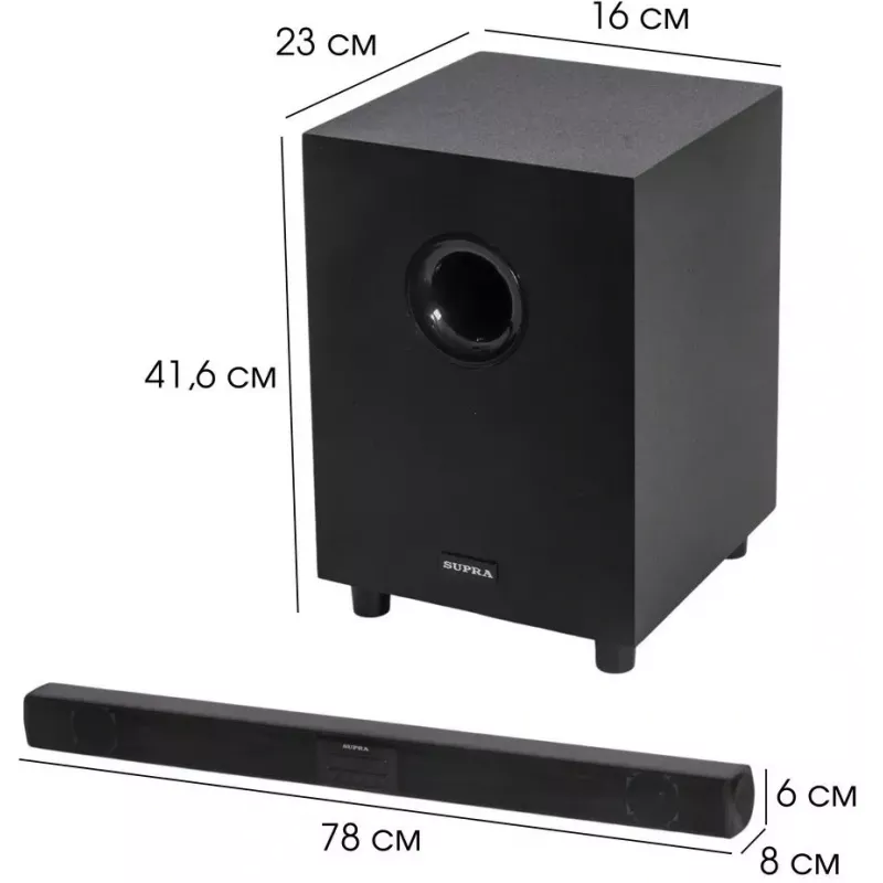 Саундбар Supra SSB-21 2.1 100Вт+180Вт черный