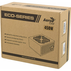 Блок питания Aerocool ATX 450W ECO-450 (24+4pin) 120mm fan 2xSATA RTL