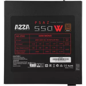  Azza ATX 550W PSAZ550W 80 bronze 204pin APFC 120mm fan 5xSATA RTL