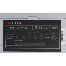 Блок питания Accord ATX 450W ACC-450W-12 (20+4pin) 120mm fan 4xSATA
