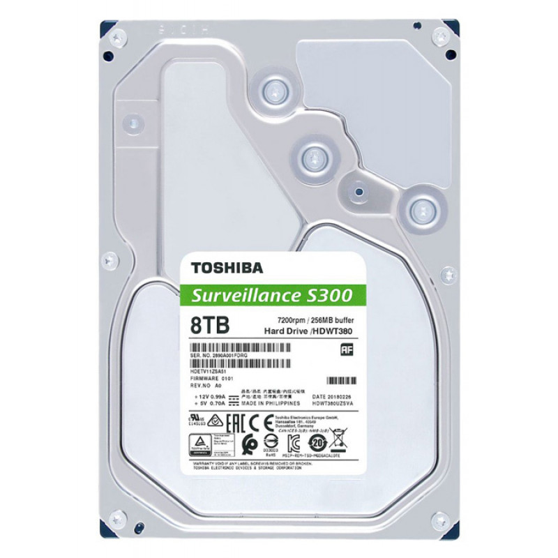 Жесткий диск Toshiba Original SATA-III 8Tb HDWT380UZSVA Surveillance S300 Pro (7200rpm) 256Mb 3.5"